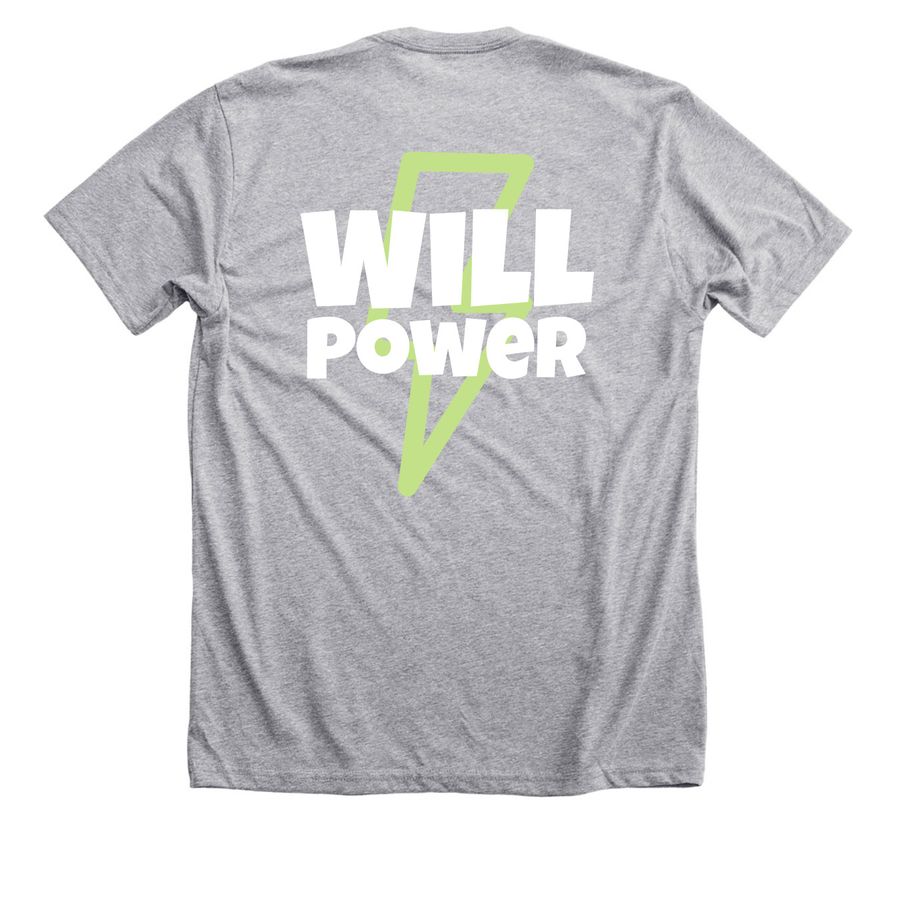 Will Power 2, a Athletic Heather Premium Unisex Tee (back-view)