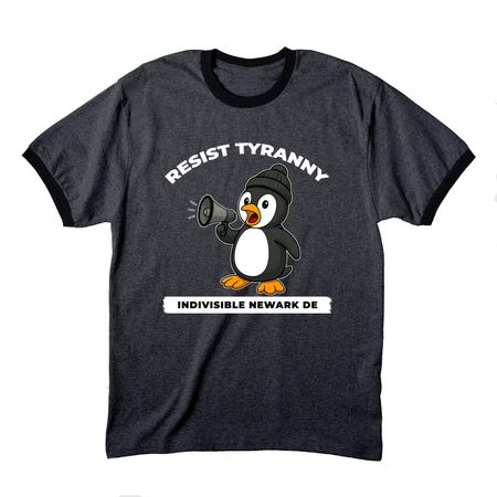 Resist Tyranny, a Dark Heather Grey/ Jet Black Cotton Ringer Tee