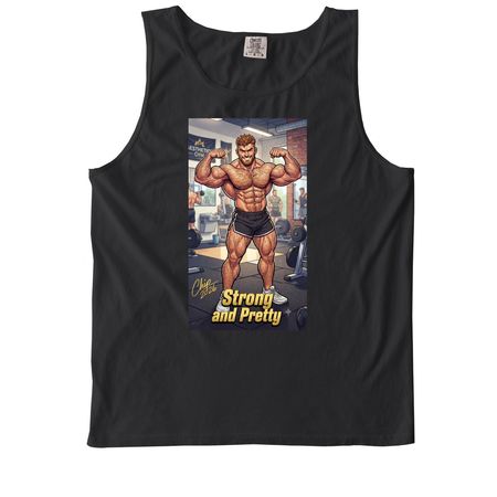 Strong and Pretty Flex, a Black Comfort Colors Tank Top