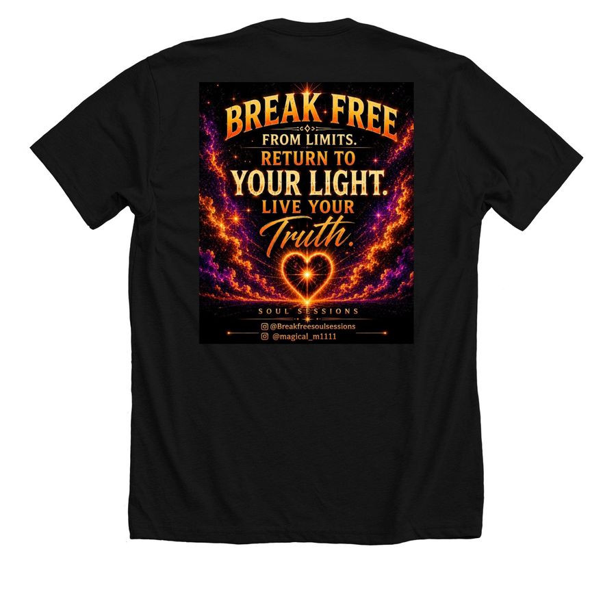 Break Free Soul T-Shirts, a Solid Black Blend Premium Unisex Tee (back-view)