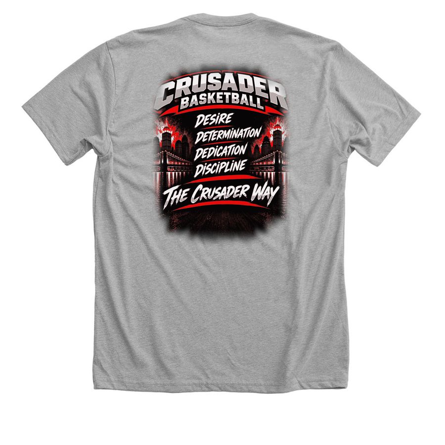 Crusader 25th Anniversary, a Athletic Heather Premium Unisex Tee (back-view)