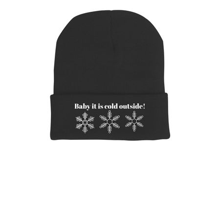 Cute Beanies, a Black Printed Cuffed Beanie