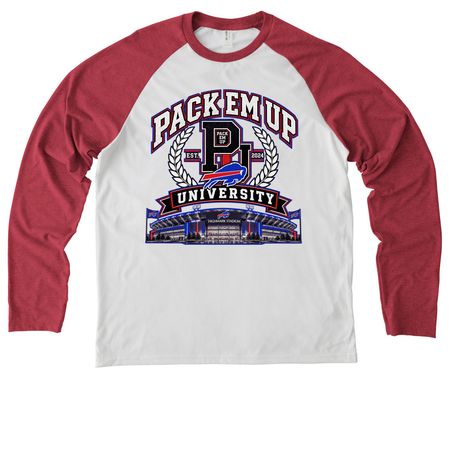 PEU Buffalo Bills&nbsp;, a Rise Up Red/ Bright White Allmade Eco Triblend Colorblock Raglan Long Sleeve Tee