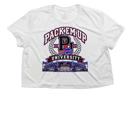 PEU Buffalo Bills&nbsp;, a White Women?s Flowy Cropped Tee
