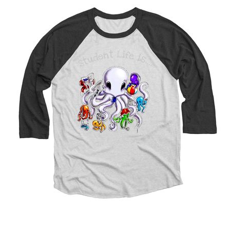 Student Life Team Long sleeves&nbsp;, a Black and Heather White 3/4 Sleeve Baseball Tee