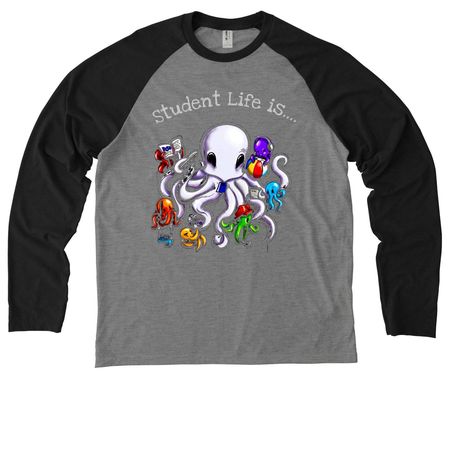 Student Life Team Long sleeves&nbsp;, a Deep Black/ Aluminum Grey Allmade Eco Triblend Colorblock Raglan Long Sleeve Tee