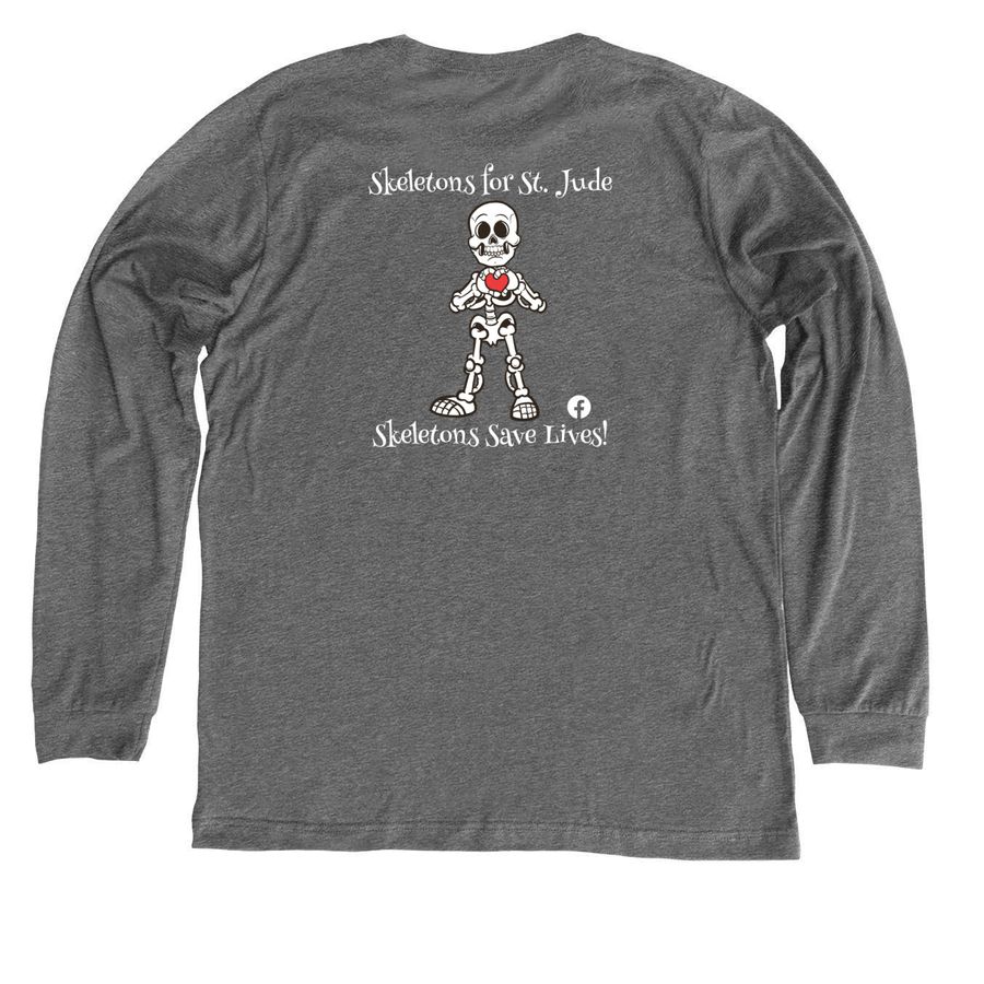 Skeletons for St. Jude, a Athletic Heather Premium Long Sleeve Tee (back-view)