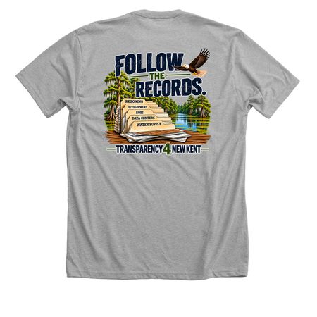 Follow The Records, a Athletic Heather Premium Unisex Tee (back-view)