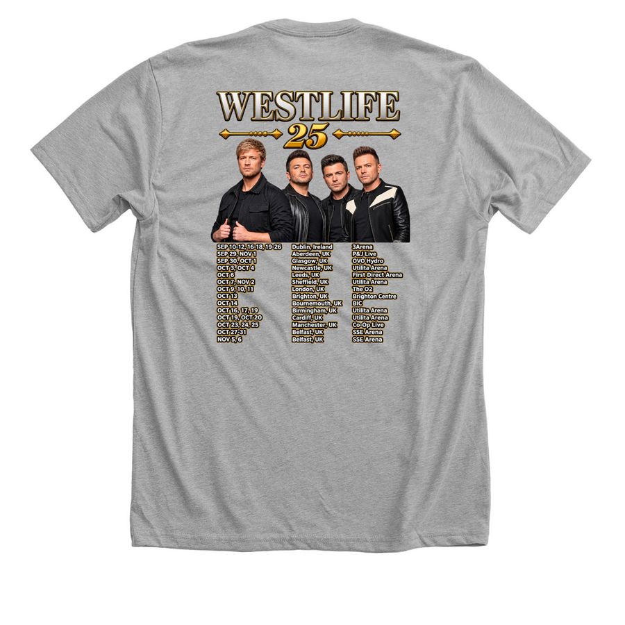 Westlife Concert 2026 T Shirt, a Athletic Heather Premium Unisex Tee (back-view)