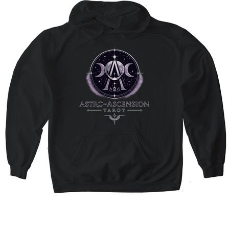 Astro-Ascension Tarot 2026, a Black Gildan Softstyle Pullover Hoodie