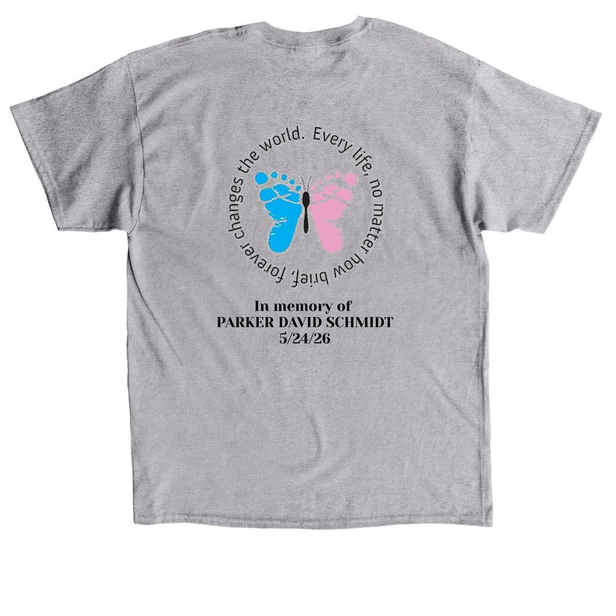 Infant loss Fundraiser, a Sport Grey Classic Unisex Tee (back-view)