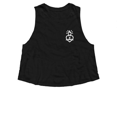 Her New Frontier Athletic Apparel, a Solid Black Blend Women?s Cropped Racerback Tank