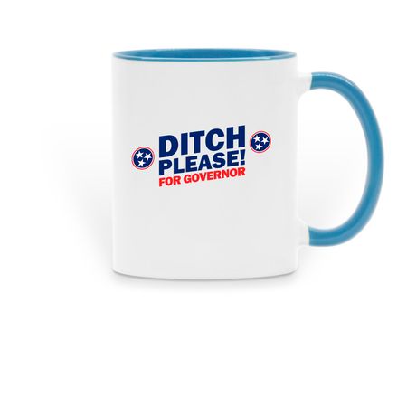 Ditch Please! Coffee Mug, a Light Blue Two-Tone Ceramic Mug
