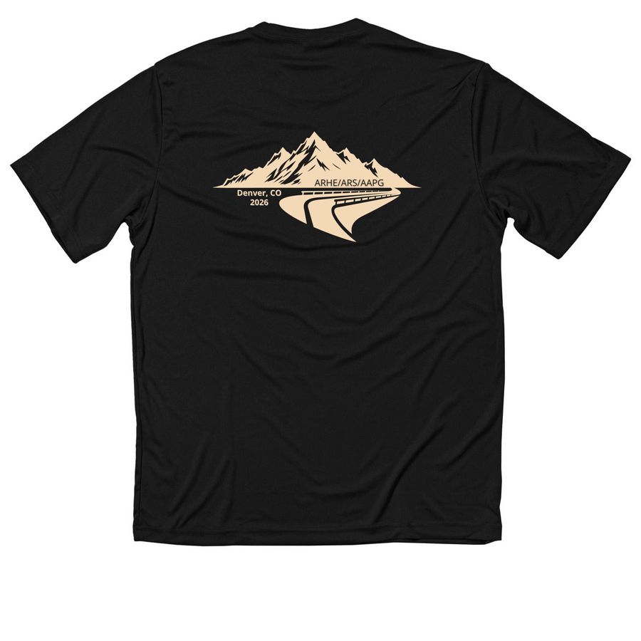 ARHE/ARS/AAPG Conference 2026 Athletics, a Black Classic Performance Tee (back-view)