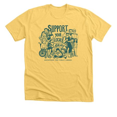 Local Library Love - Green, a Heather Yellow Gold Premium Unisex Tee