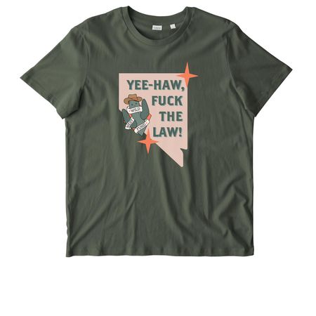 Yee-Haw, F*ck The Law! (Peach), a Khaki Green Stanley/Stella Unisex Crafter Tee
