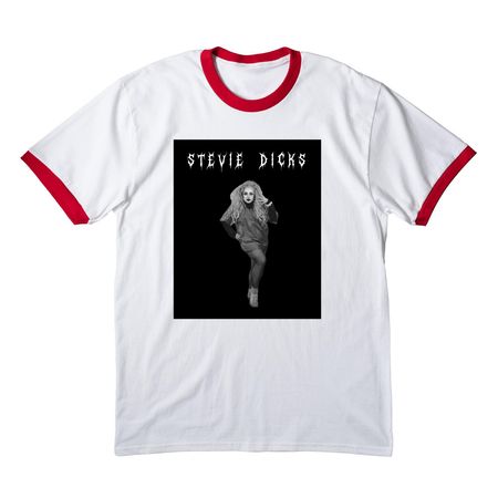 Stevie D Psych Out, a White/ Red Cotton Ringer Tee