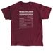 Nutrition Facts: Reactive Dog Edition, a Maroon Classic Unisex Tee