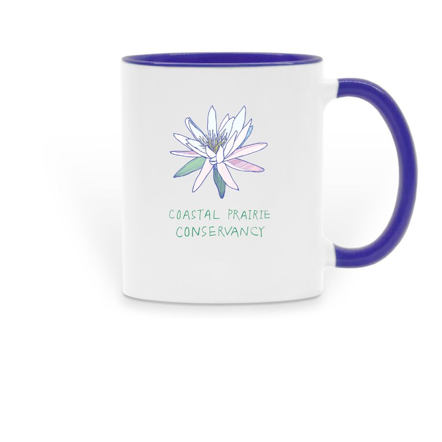 Limited Edition: White-Water Lily Mug, a Dark Blue Two-Tone Ceramic Mug