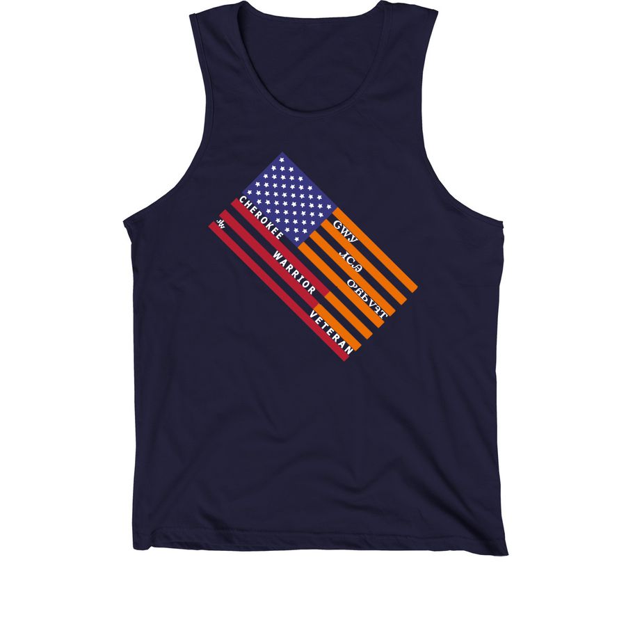 Cherokee Warrior Veterans, a Navy Premium Cotton Tank