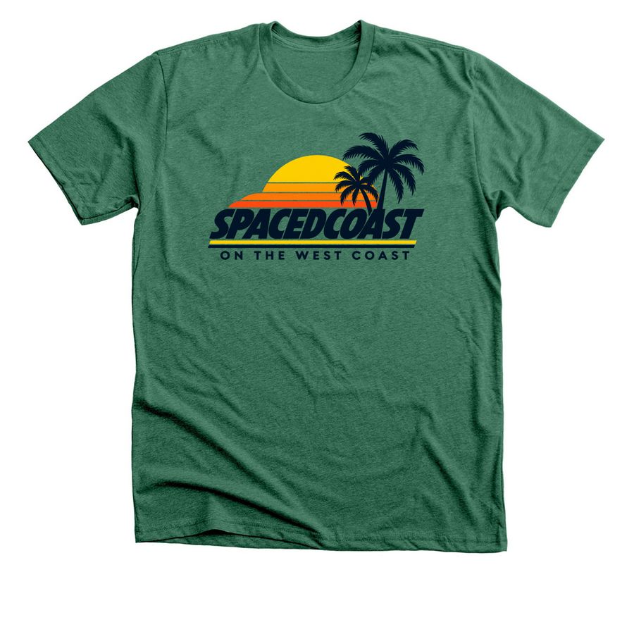SpacedCoast on the West Coast Tee, a Heather Grass Green Premium Unisex Tee