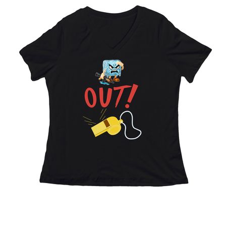 ICE OUT, a Black Women's Relaxed V-Neck Tee