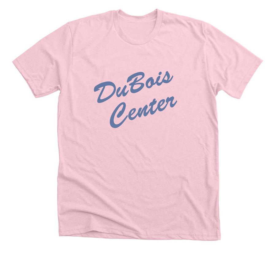 DBC T Shirts - Vintage Script (blue text), a Heather Pink Premium Unisex Tee