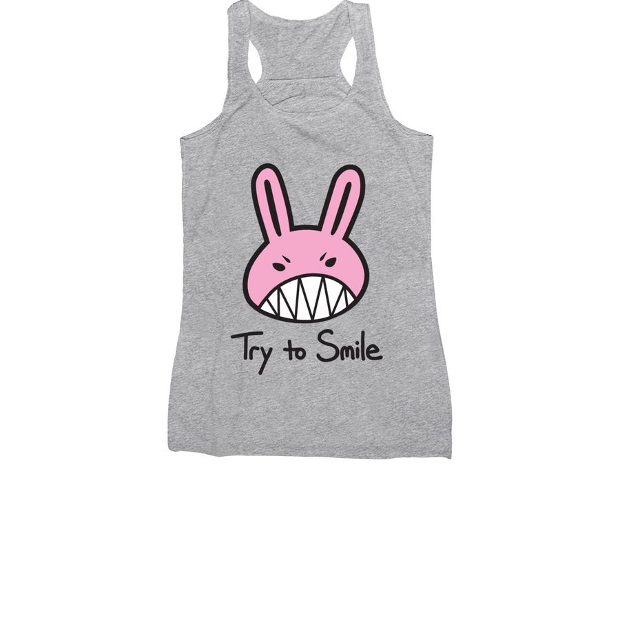 Try to Smile: Toothy Bun, a Athletic Heather Women's Racerback
