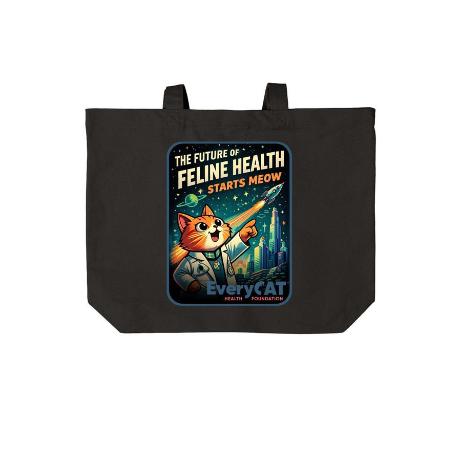 The Future of Feline Health Bag&nbsp;, a Deep Black Cotton Canvas Tote Bag