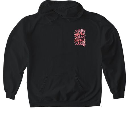 pretty girls read dirty books, a Black Gildan Softstyle Pullover Hoodie