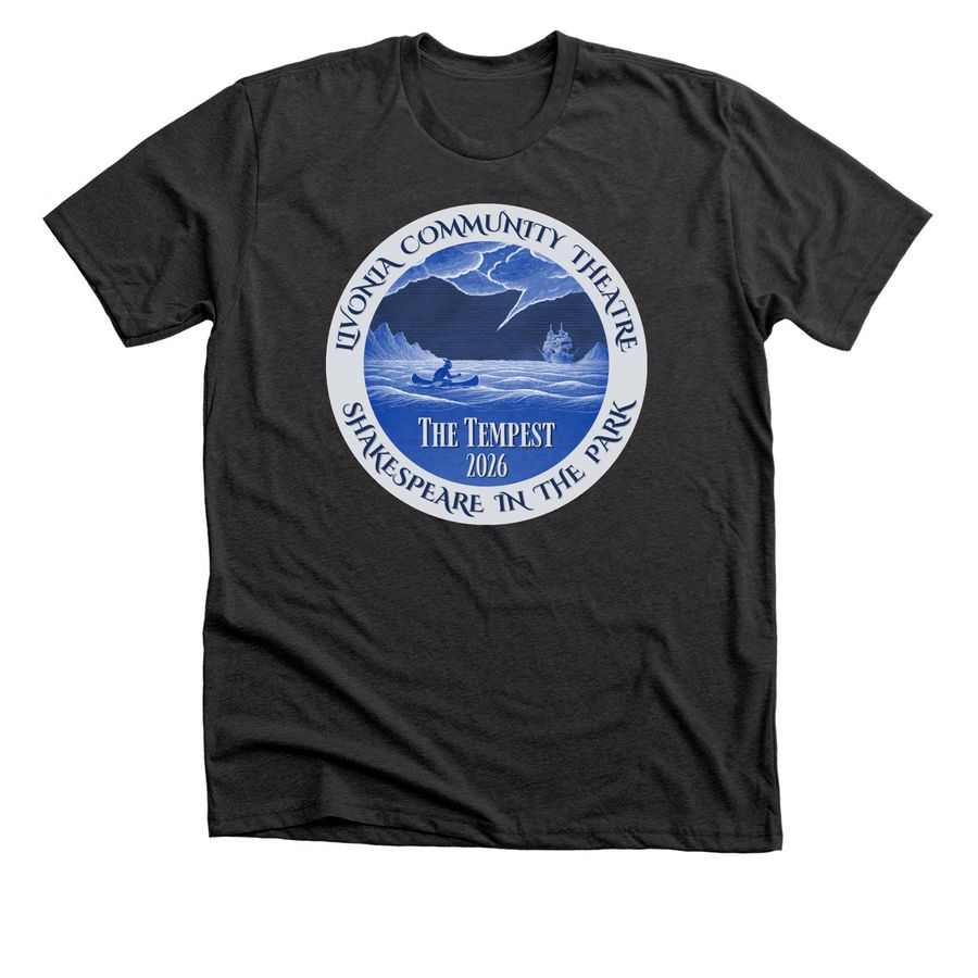 The Tempest: Livonia Shakespeare '26, a Dark Grey Heather Premium Unisex Tee