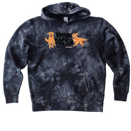 Vampire Dog 5K (Wings!), a Black Youth Tie Dye Pullover Hoodie