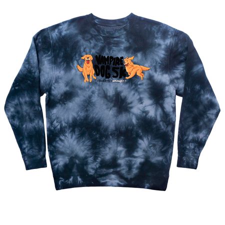 Vampire Dog 5K (Wings!), a Black Tie Dye Crewneck Sweatshirt