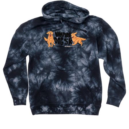 Vampire Dog 5K (Wings!), a Black Tie Dyed Pullover Hoodie