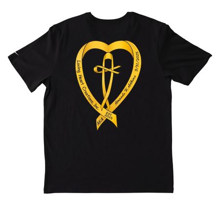 Loving Heart Creations, a Black Nike Dri-FIT Jersey Blend Performance Tee (back-view)
