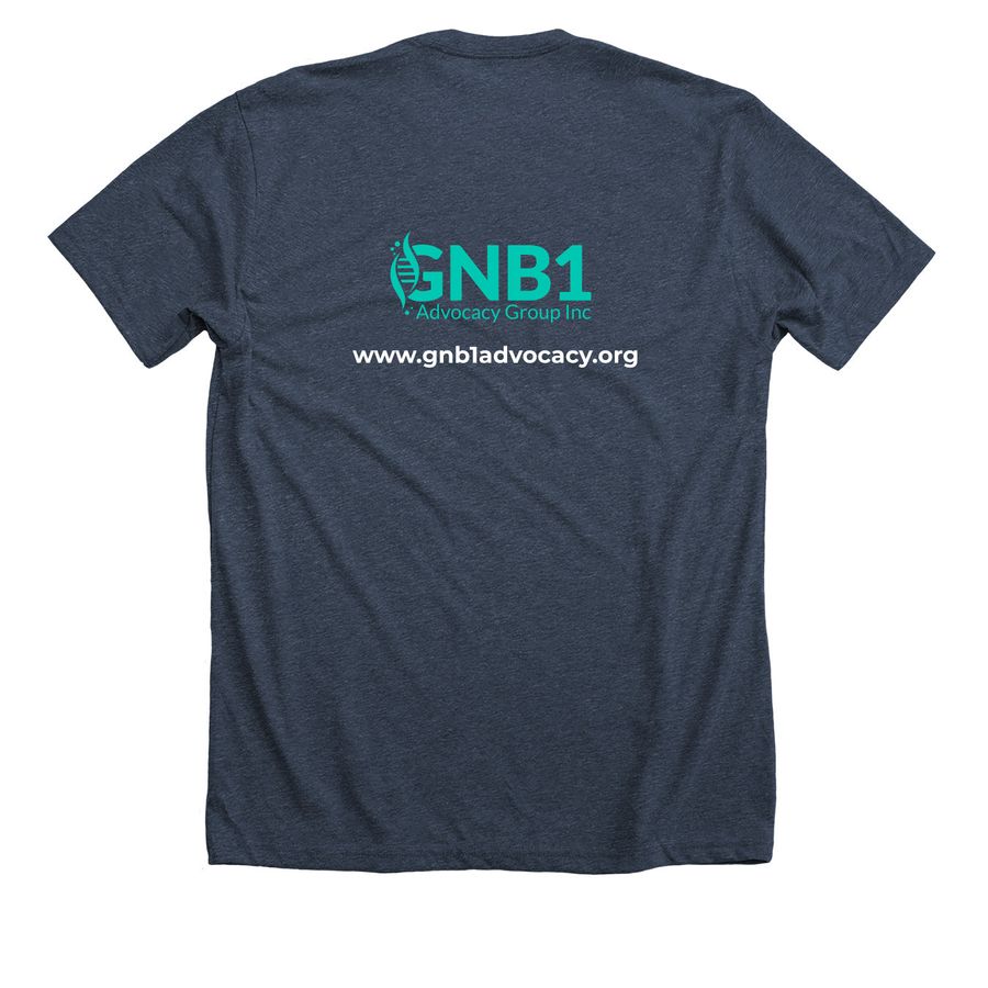 GNB1 - Rare, a Heather Midnight Navy Premium Unisex Tee (back-view)
