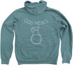 Medicine of God, a Heather Deep Teal Zip Up Hoodie (back-view)