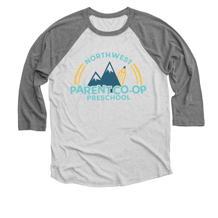 NW Parent Co-OP Preschool Adult/Youth&nbsp;, a Premium Heather and Heather White 3/4 Sleeve Baseball Tee