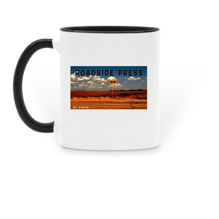 The Boys in Black by Westley Heine, a Black Two-Tone Ceramic Mug (back-view)