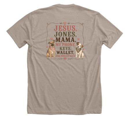 Jesus, Jones...and Rescue Dogs, a Heather Stone Premium Unisex Tee (back-view)