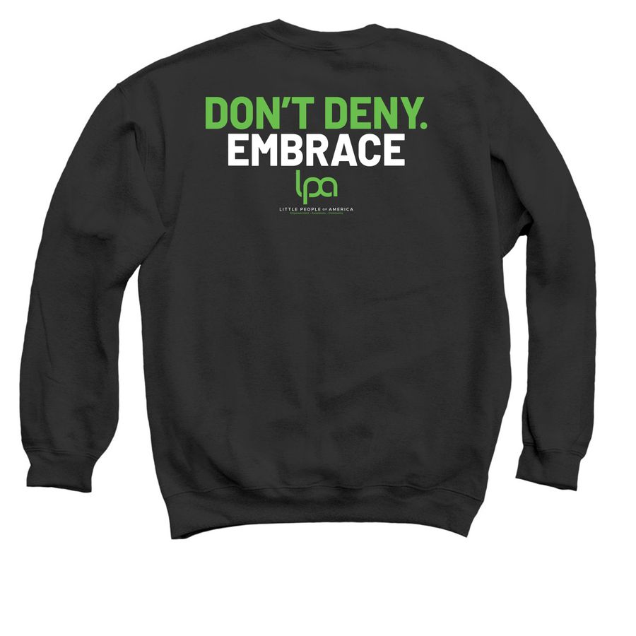 2026 Dwarfism Advocacy Month, a Black Crewneck Sweatshirt (back-view)