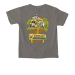 Youth Sizes, a Grey Comfort Colors Youth Tee (back-view)