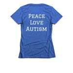 Team John Rush - Peace Love Autism, a Royal Women's Slim Fit Tee (back-view)