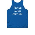 Team John Rush - Peace Love Autism, a Royal Blue Classic Unisex Tank Top (back-view)