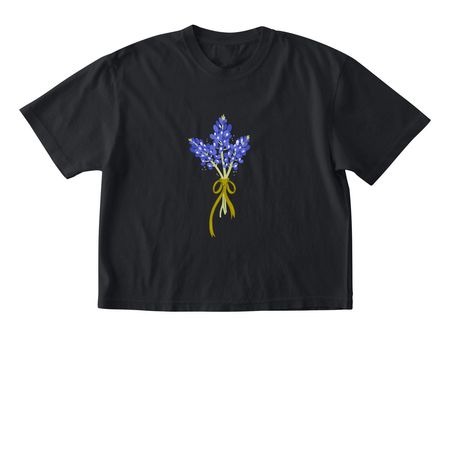 Bluebonnets for Texas, a Black Comfort Colors Boxy Tee