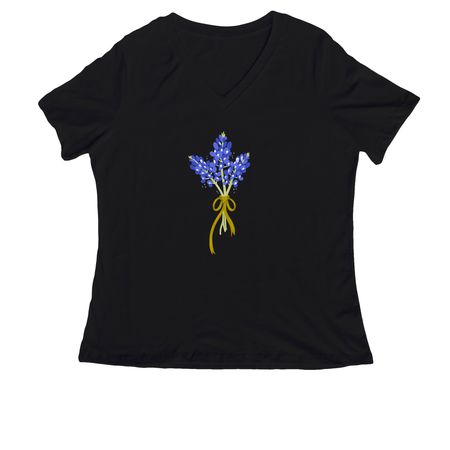 Bluebonnets for Texas, a Black Women's Relaxed V-Neck Tee