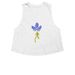 Bluebonnets for Texas, a Solid White Blend Women's Cropped Racerback Tank