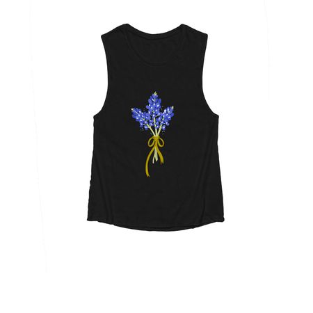 Bluebonnets for Texas, a Black Women's Muscle Tank