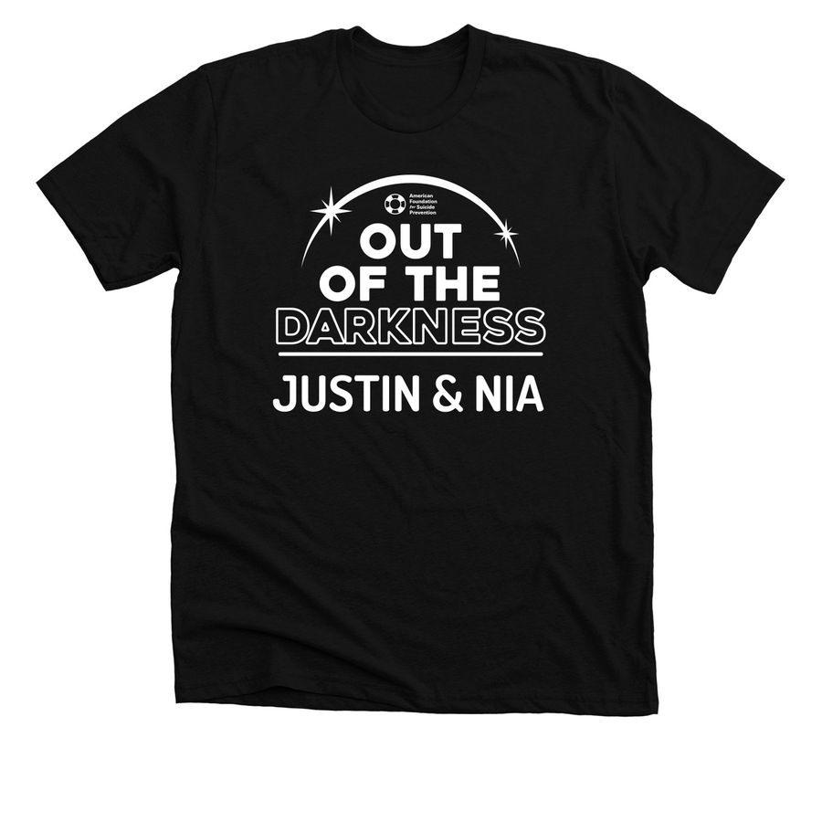 JUSTIN & NIA, a Solid Black Blend Premium Unisex Tee