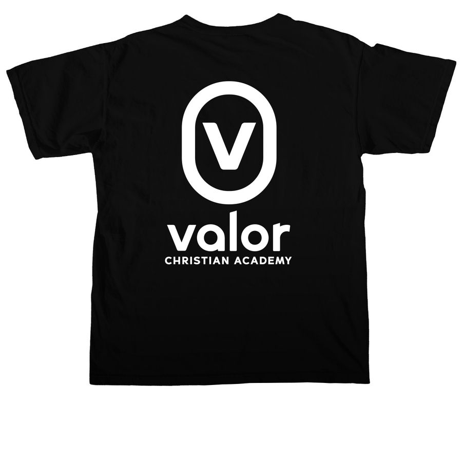 Valor Christian Academy, a Black Comfort Colors Unisex Tee (back-view)